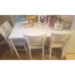 IKEA white kitchen dining table with chairs