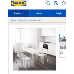 IKEA white kitchen dining table with chairs