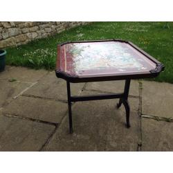 Vintage firescreen/table with tapestry