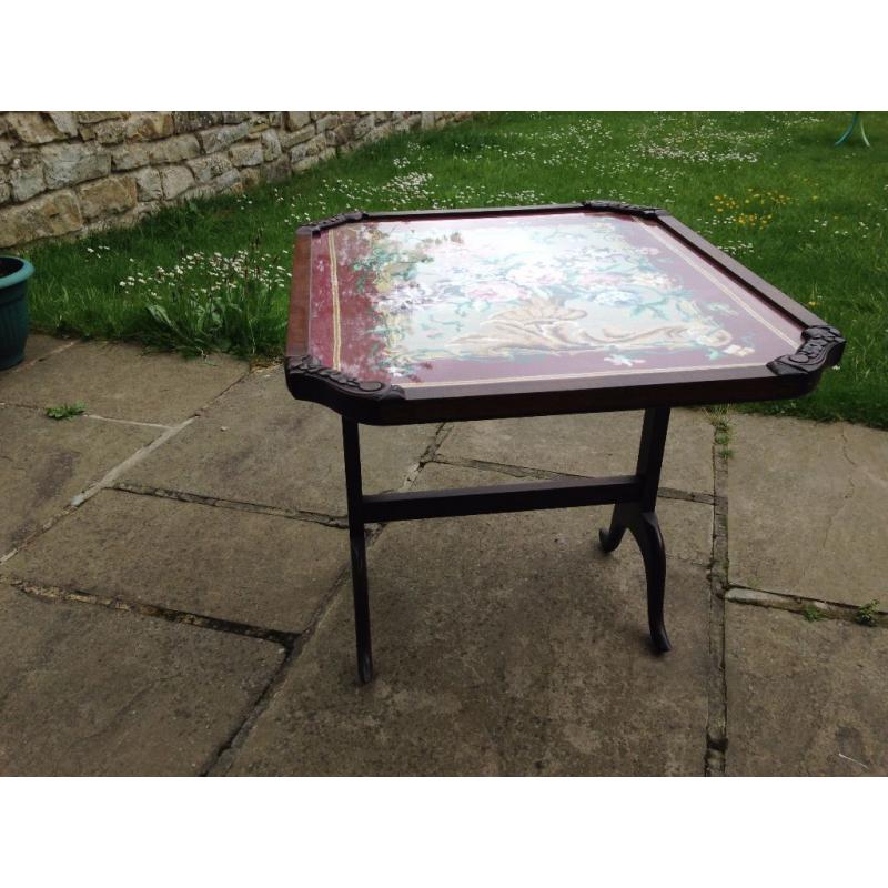 Vintage firescreen/table with tapestry