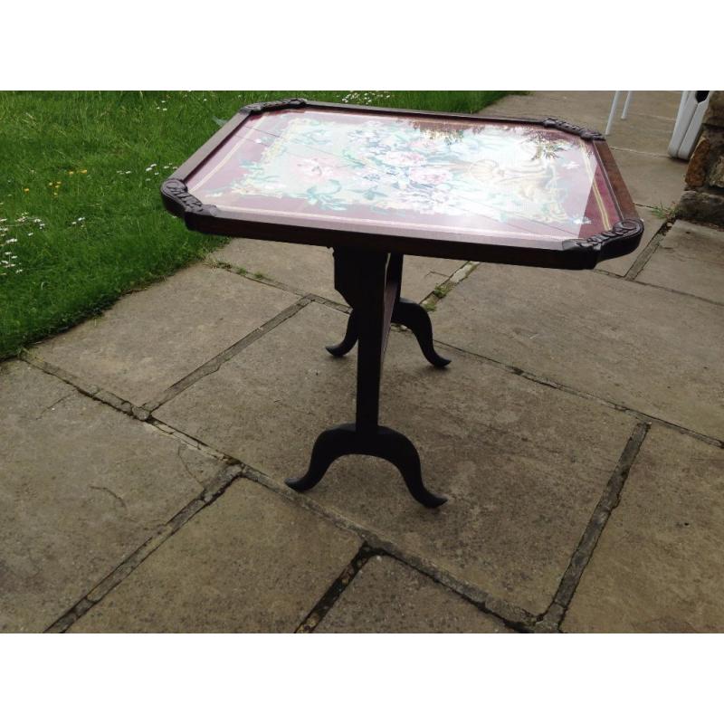 Vintage firescreen/table with tapestry