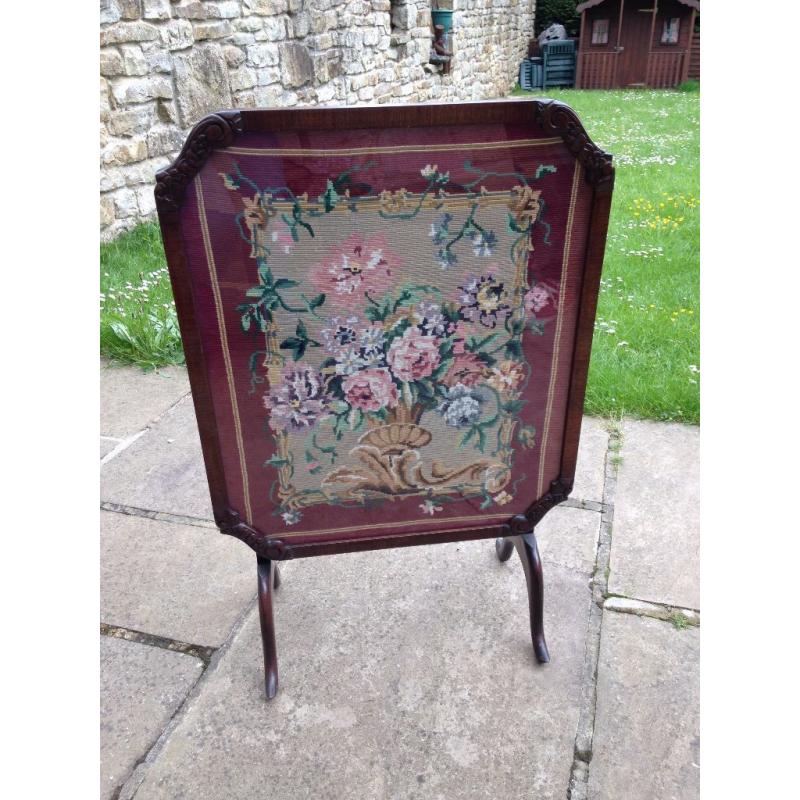 Vintage firescreen/table with tapestry