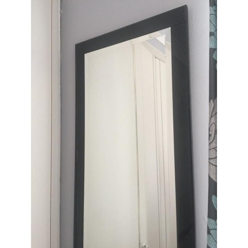 Large black mirrored glass mirror 4ft long