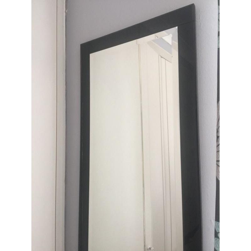 Large black mirrored glass mirror 4ft long