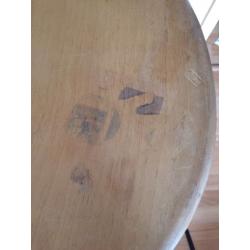 Bleached walnut vintage dressing table and upholstered stool