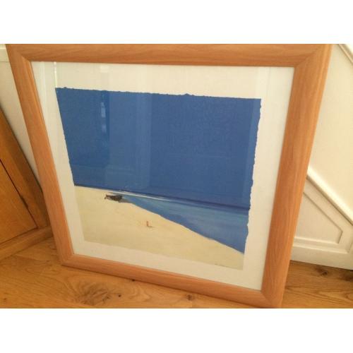 Large picture. Beautiful beach scene. 90 x 90cm in a pine coloured frame