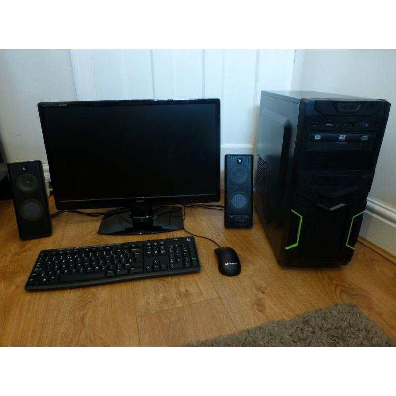 PC - AMD FX-6200 6-core 4.1GHz Turbo, 16GB DDR3 RAM, 120GB SSD + 2TB HDD, Radeon 7450, Win10, 24" HD