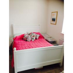 Stunning White French style Feather & Black "Avignon" bed and mattress