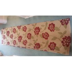 Montgommery Curtains. 2 pairs poppy red flowers duck egg blue coloured flowers