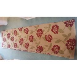 Montgommery Curtains. 2 pairs poppy red flowers duck egg blue coloured flowers