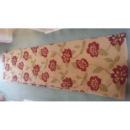 Montgommery Curtains. 2 pairs poppy red flowers duck egg blue coloured flowers