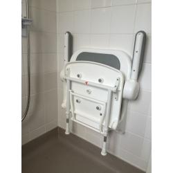 Wall mounted folding shower chair and seat
