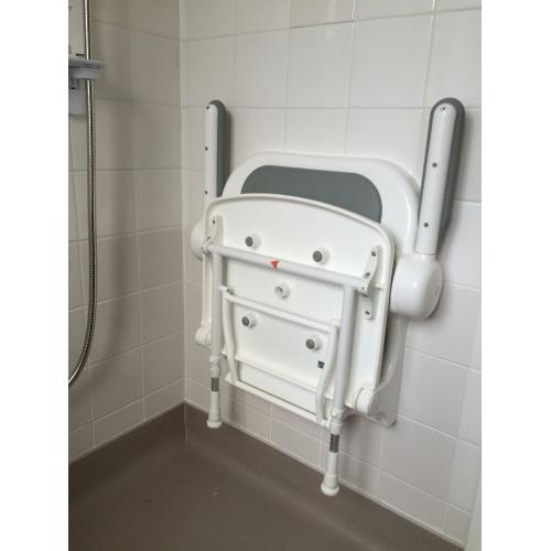 Wall mounted folding shower chair and seat