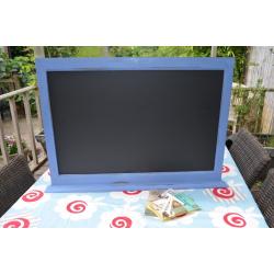 VINTAGE OAK BLACKBOARD CHALK BOARD PAINTED IN ANNIE SLOAN GREEK BLUE WEDDINGS SHOPPING