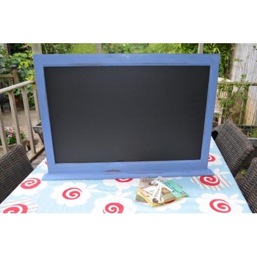 VINTAGE OAK BLACKBOARD CHALK BOARD PAINTED IN ANNIE SLOAN GREEK BLUE WEDDINGS SHOPPING