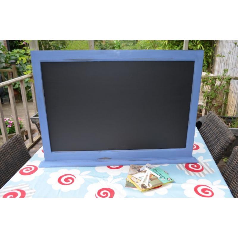 VINTAGE OAK BLACKBOARD CHALK BOARD PAINTED IN ANNIE SLOAN GREEK BLUE WEDDINGS SHOPPING