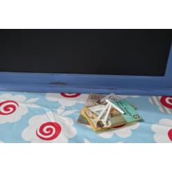 VINTAGE OAK BLACKBOARD CHALK BOARD PAINTED IN ANNIE SLOAN GREEK BLUE WEDDINGS SHOPPING