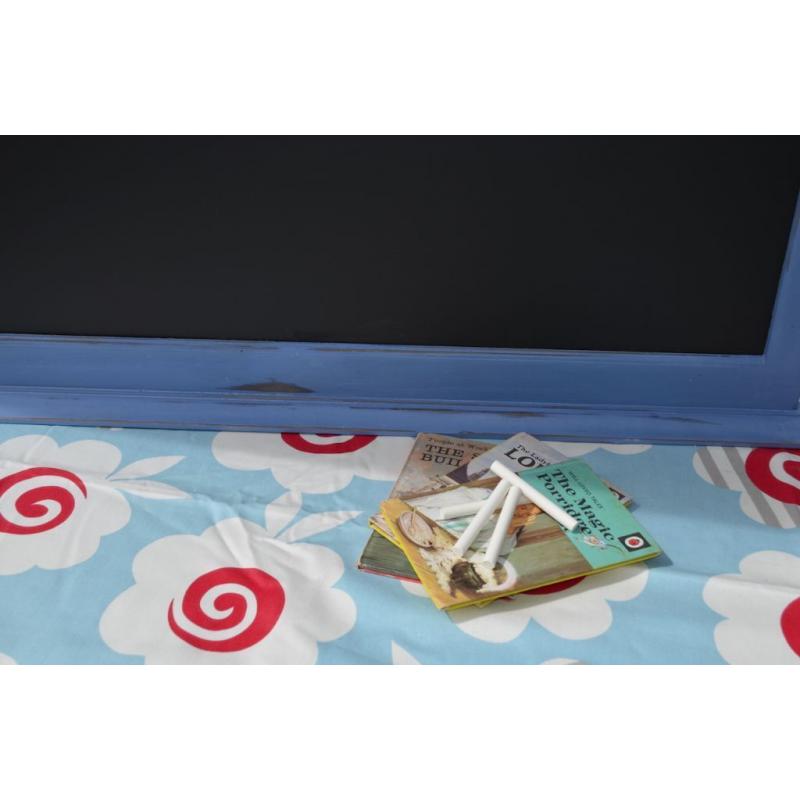 VINTAGE OAK BLACKBOARD CHALK BOARD PAINTED IN ANNIE SLOAN GREEK BLUE WEDDINGS SHOPPING