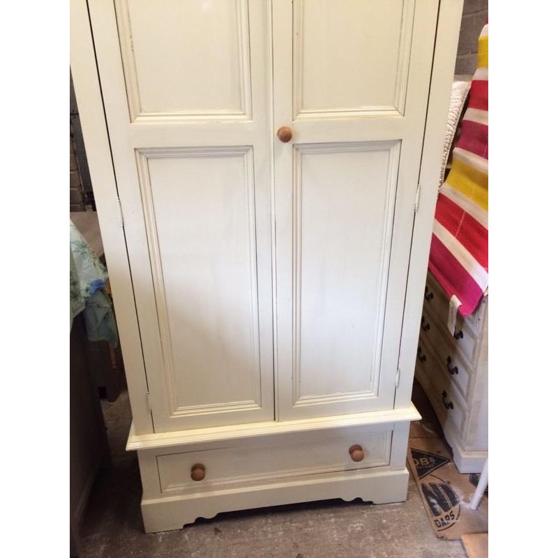 Cream Solid Pine Wardrobe /Can Deliver