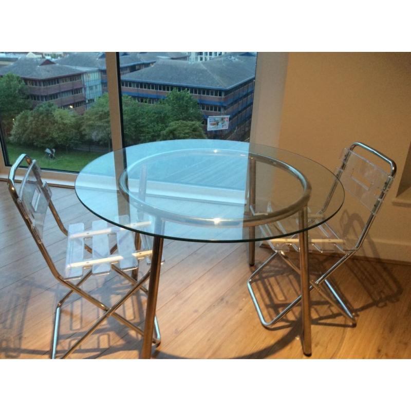 IKEA Round Glass Top Dining Table