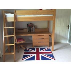 High Quality Oak 'Aspace' High Sleeper inc Captain's Chair Immaculate Condition