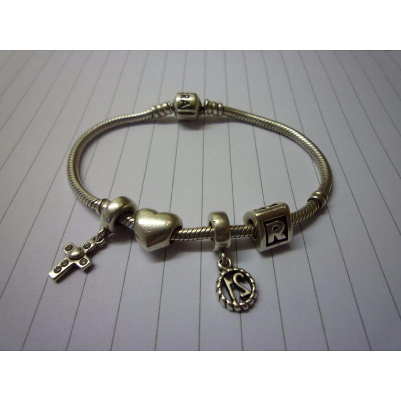 genuine 19cm pandora bracelet, and 4 real pandora charms
