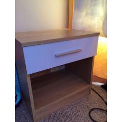 High gloss white wardrobe an bedside table