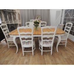 French Rustic Style 6 Ladderback Chairs & Dining Table Set