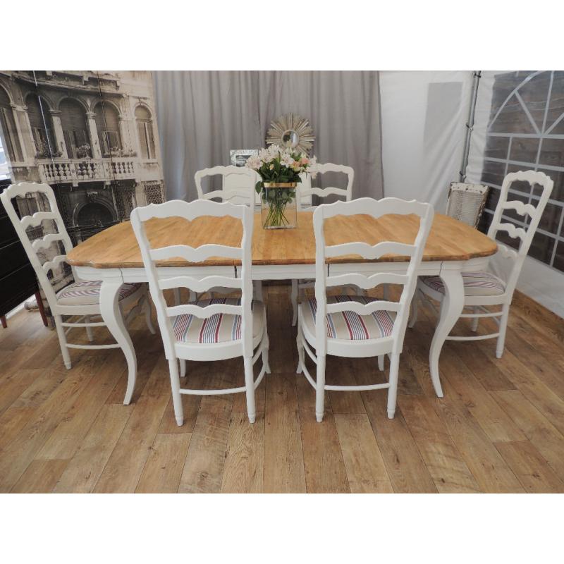 French Rustic Style 6 Ladderback Chairs & Dining Table Set
