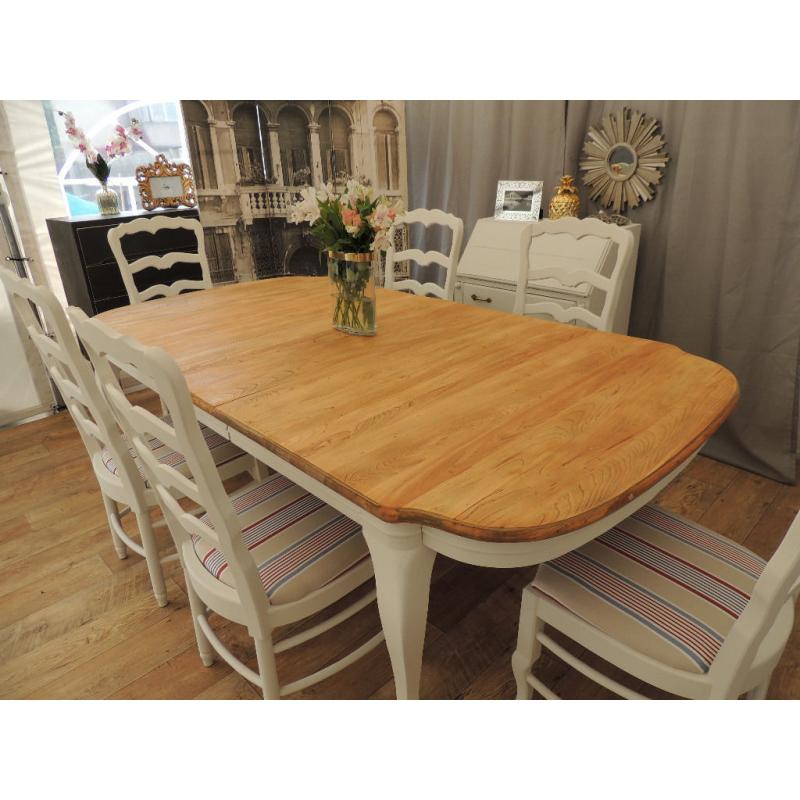 French Rustic Style 6 Ladderback Chairs & Dining Table Set