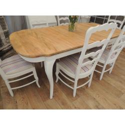 French Rustic Style 6 Ladderback Chairs & Dining Table Set