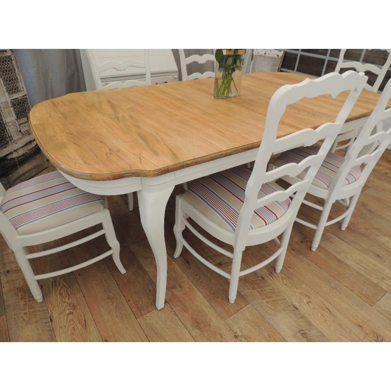 French Rustic Style 6 Ladderback Chairs & Dining Table Set