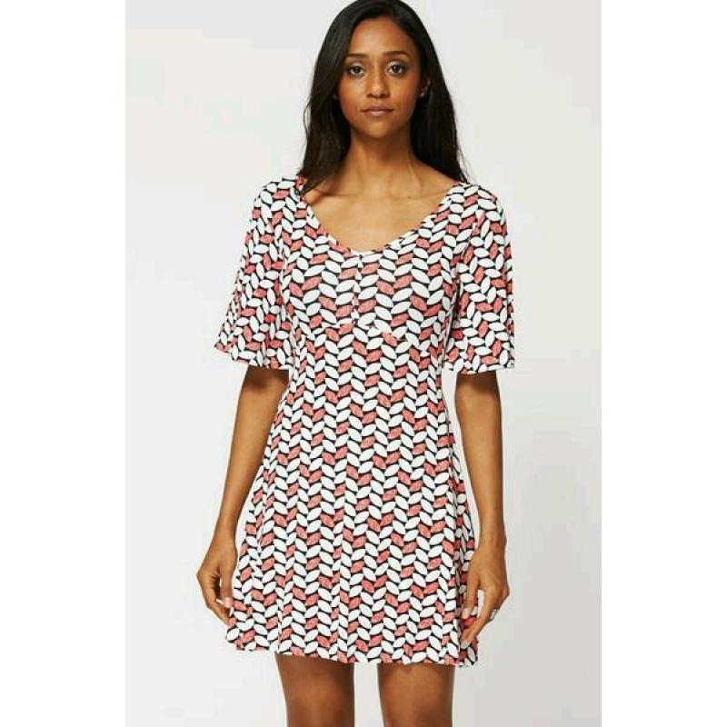 Abstract Print A Line Dress