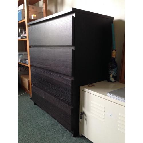 Ikea Malm 4 Drawer Chest - Dark Brown
