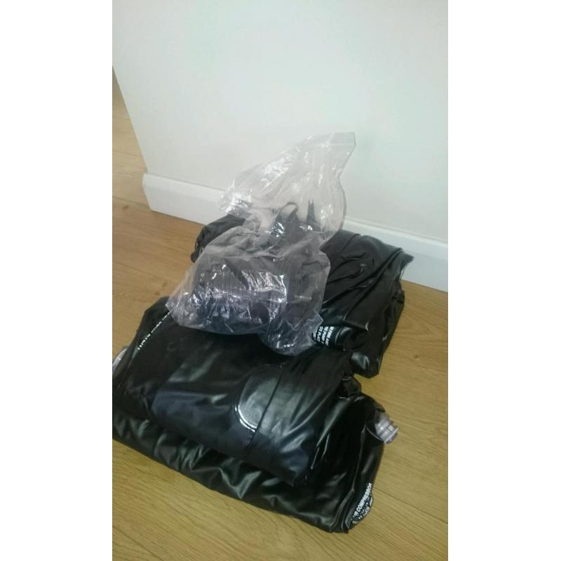 4 Trespass single flocked air beds plus electric pump