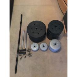 Weights bench + 85Kg of weights and bars