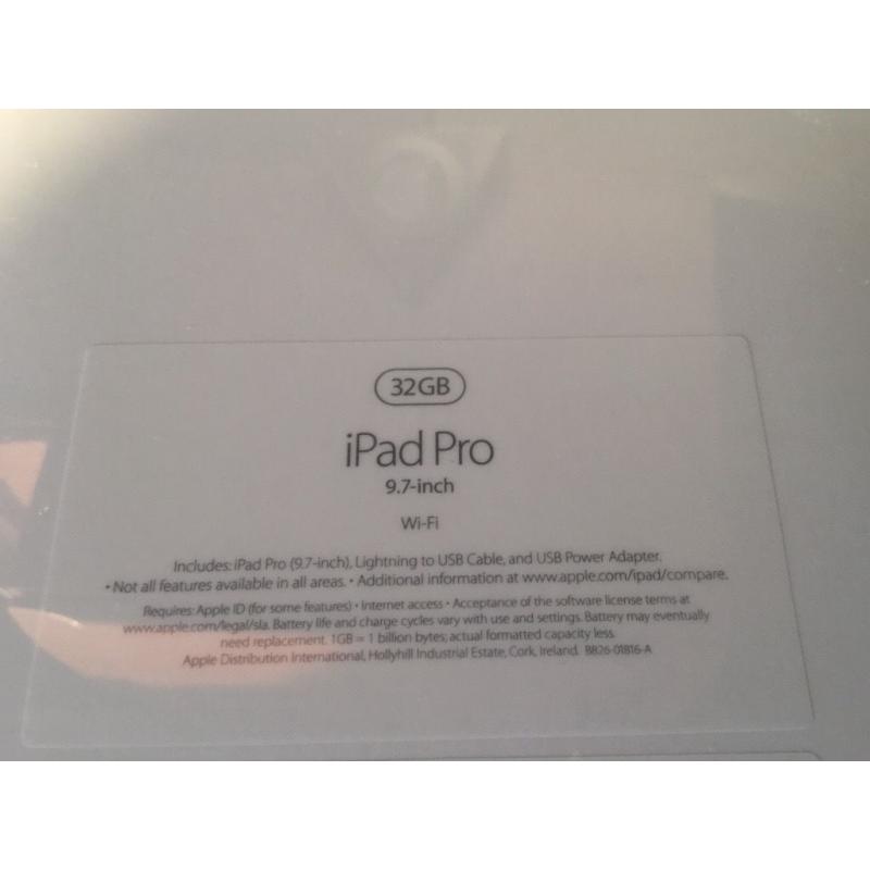 Apple iPad PRO 32GB 9.7 wifi BRAND NEW SEALED full 12 mths warranty ideal gift