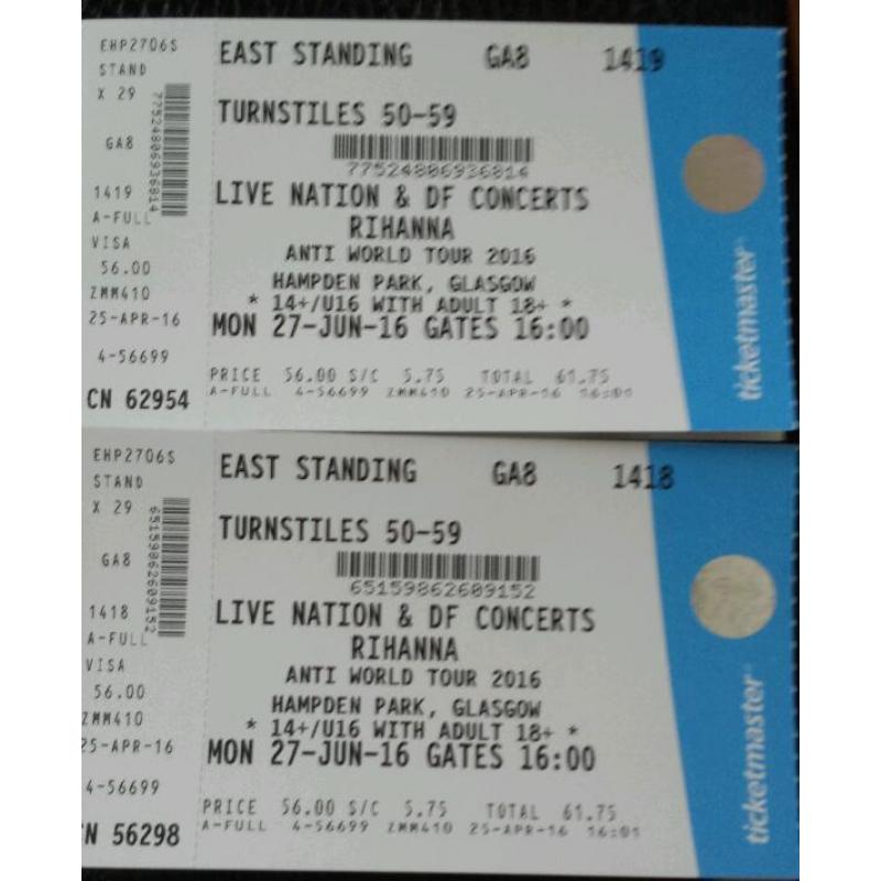 Rihanna ANTI World Tour (2 standing tickets)