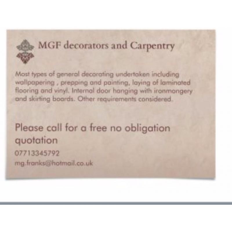MGF decorating and carpentry