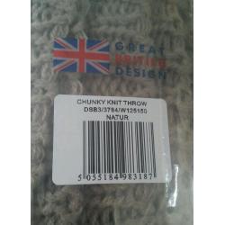 Catherine lansfield chunky knit throw in natural