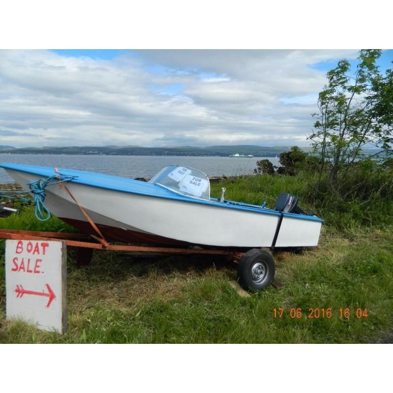 Speedboat with engine on trailer