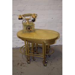 Nest of 3 gilt metal and onyx tables (DELIVERY AVAILABLE)