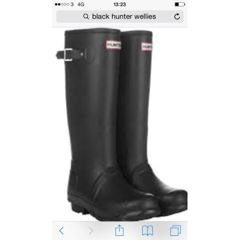 Hunter wellies size 8 black