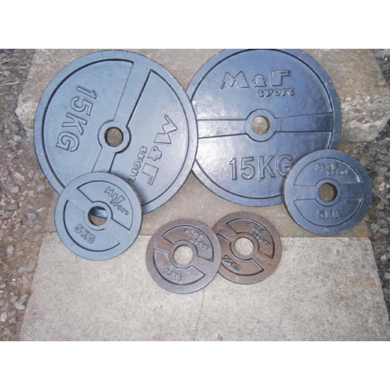 Olympic metal weights 45KG total.