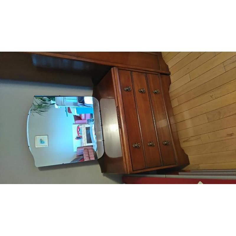 Vintage Wardrobe and Mirrored Chest of Drawers