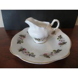 Vintage Royal Tara Sandwich Plate and Milk Jug / Creamer Irish Fruit and Flower Design + Gilded