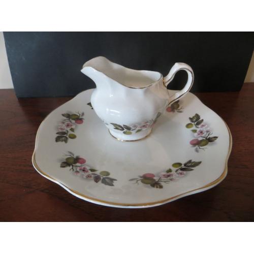 Vintage Royal Tara Sandwich Plate and Milk Jug / Creamer Irish Fruit and Flower Design + Gilded