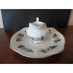 Vintage Royal Tara Sandwich Plate and Milk Jug / Creamer Irish Fruit and Flower Design + Gilded