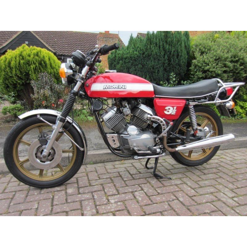1977 Moto Morini 3 1/2 Strada. Rare Italian classic V twin motorbike in very good condition