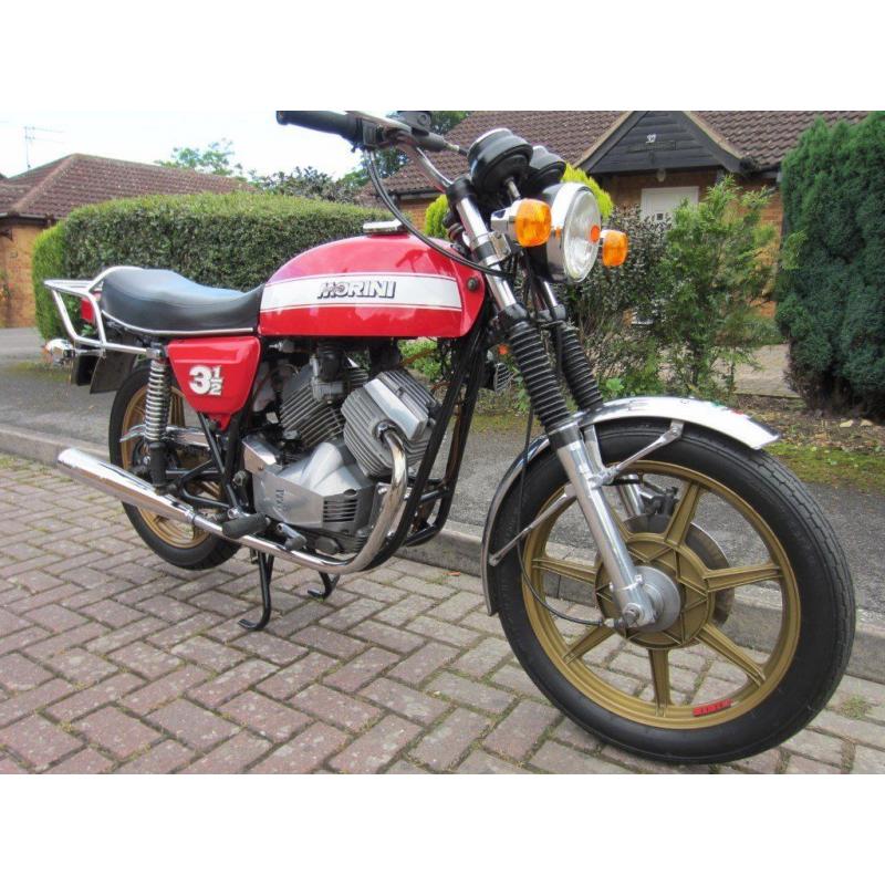 1977 Moto Morini 3 1/2 Strada. Rare Italian classic V twin motorbike in very good condition